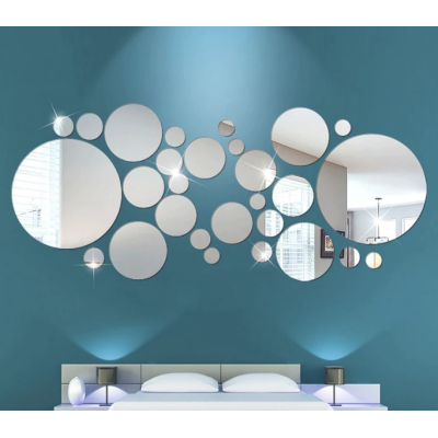 Set 30 Oglinzi decorative din Sticla Acrilica pentru design interior model rotund