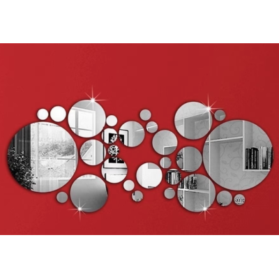Set 30 Oglinzi decorative din Sticla Acrilica pentru design interior model rotund