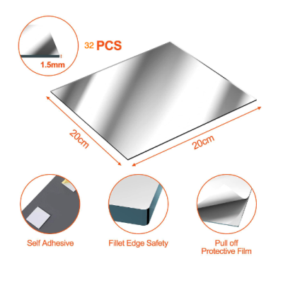 Set 32 Oglinzi Decorative Design PATRAT 20 X 20 cm Acrilice Cristal - Diamant - Fagure