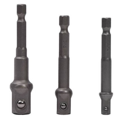 Set 3 adaptor priza Burghie cu tija 1/4" hexagonala 1/4-3/8-1/2''