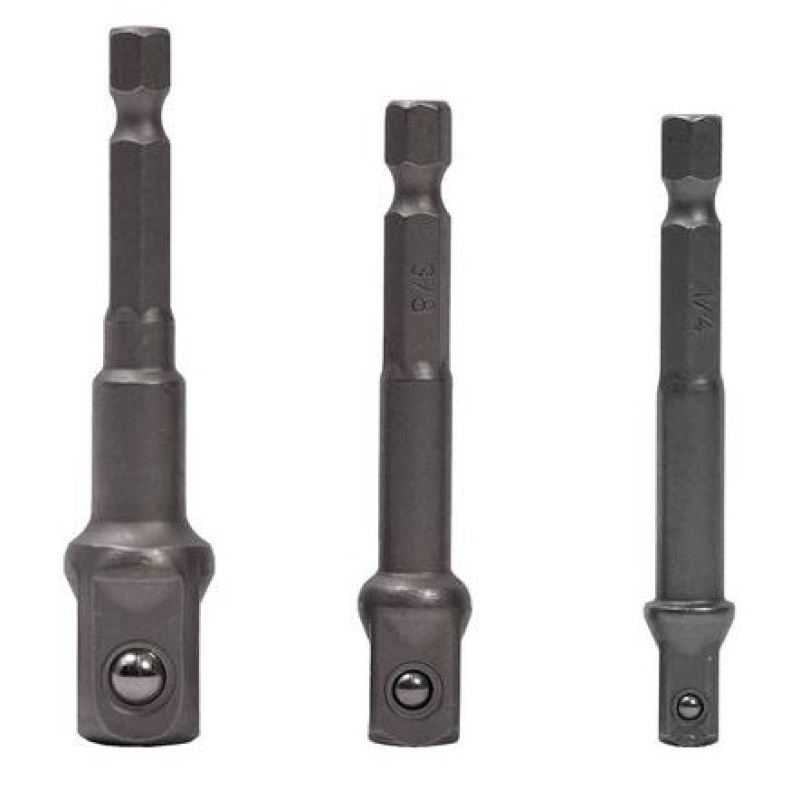 Set 3 adaptor priza Burghie cu tija 1/4" hexagonala 1/4-3/8-1/2''