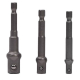 Set 3 adaptor priza Burghie cu tija 1/4" hexagonala 1/4-3/8-1/2''