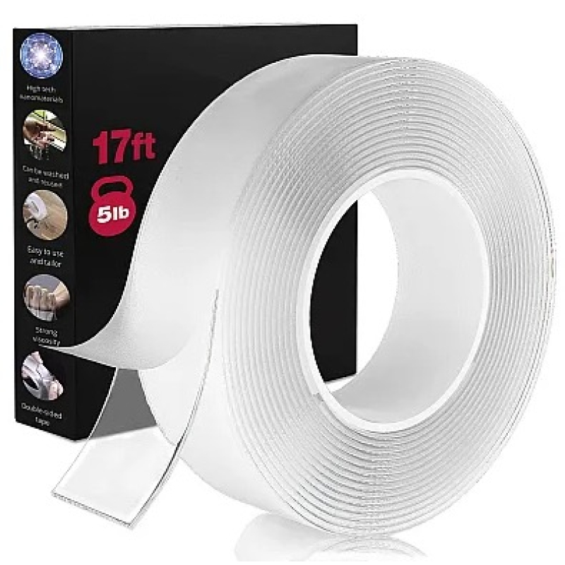 Set 3 Banda Ivy Grip 1 CM x 300 CM SUBTIRE din SILICON transparent dublu adeziva incolora JK