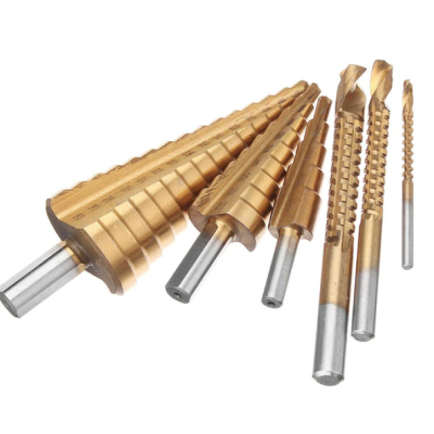 Set 3 burghie freza conica metal in trepte 4 30mm + 3 burghie frezare