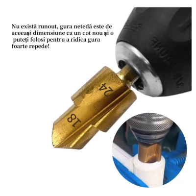 Set 3 burghie HSS aurie otel pentru tevi MMC PVC PPR