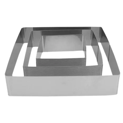 Set 3 forme pentru tort patrat inox
