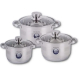 Set 3 Oale inox VL375 grele din Otel inoxidabil cu Capac