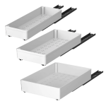 Set 3 sertare cu glisiere autoadezive soft close extragere totala sina cu extensie 3 dimensiuni alb