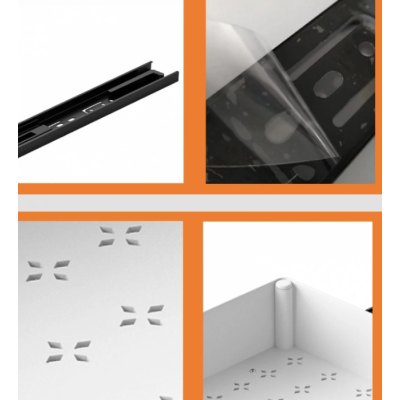 Set 3 sertare cu glisiere autoadezive soft close extragere totala sina cu extensie 3 dimensiuni alb