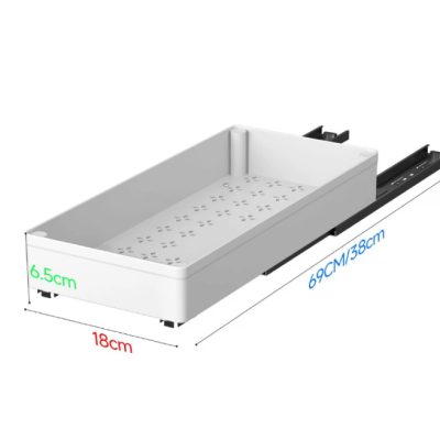 Set 3 sertare cu glisiere autoadezive soft close extragere totala sina cu extensie 3 dimensiuni alb