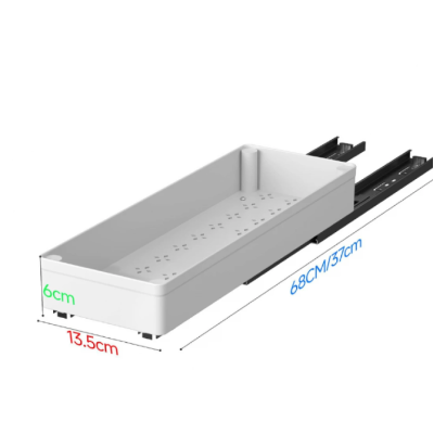 Set 3 sertare cu glisiere autoadezive soft close extragere totala sina cu extensie 3 dimensiuni alb