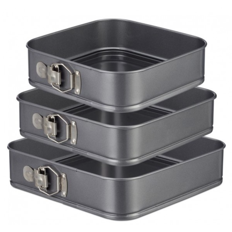 Set 3 Tavi forma patrata pentru Prajituri/Tort