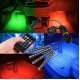 Set 4 benzi 9 LED cu lumina ambientale pentru auto si telecomanda RGB
