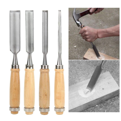 Set 4 Dalti cu maner de lemn