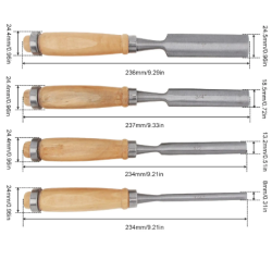 Set 4 dalti pentru sculptura in lemn din Otel Maro/Argintiu