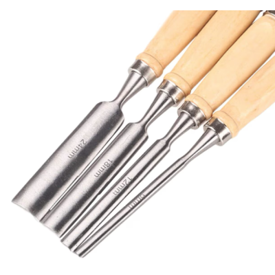 Set 4 dalti pentru sculptura in lemn din Otel Maro/Argintiu