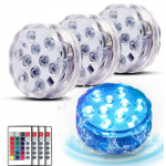 Set 4 lampi LED RGB  cu telecomanda  rezistente la apa