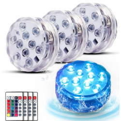 Set 4 lampi LED RGB  cu telecomanda  rezistente la apa