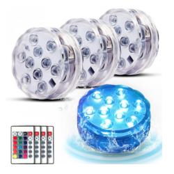 Set 4 lampi LED RGB cu telecomanda rezistente la apa BA