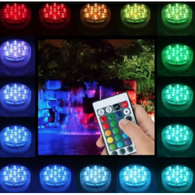 Set 4 lampi LED RGB cu telecomanda rezistente la apa BA