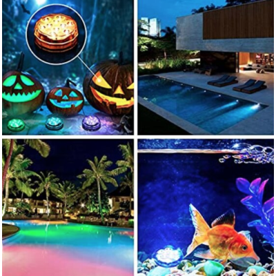 Set 4 lampi LED RGB cu telecomanda rezistente la apa BA