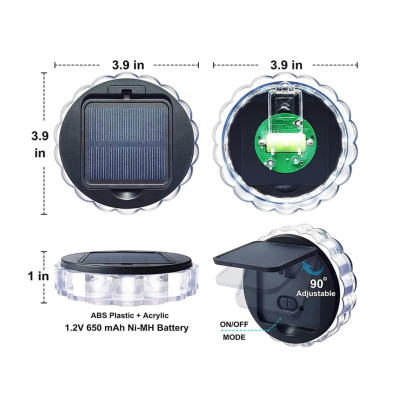 Set 4 lampi solare LED pentru gard model SOARE cu senzor lumina