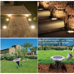 Set 4 Lampi Solare metalice Argintii de Gradina Tip Spot cu 8 Leduri