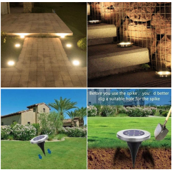 Set 4 Lampi Solare metalice Argintii de Gradina Tip Spot cu 8 Leduri