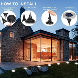 Set 4 Lampi Solare metalice Argintii Disk Lights pentru gradina