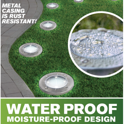 Set 4 Lampi Solare metalice Argintii Disk Lights pentru gradina