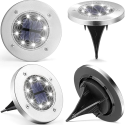 Set 4 lampi solare pentru gradina rotunde