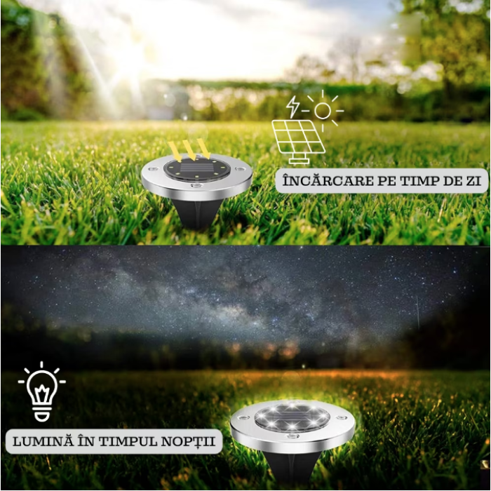 Solare Gradina Set 4 lampi solare pentru gradina rotunde