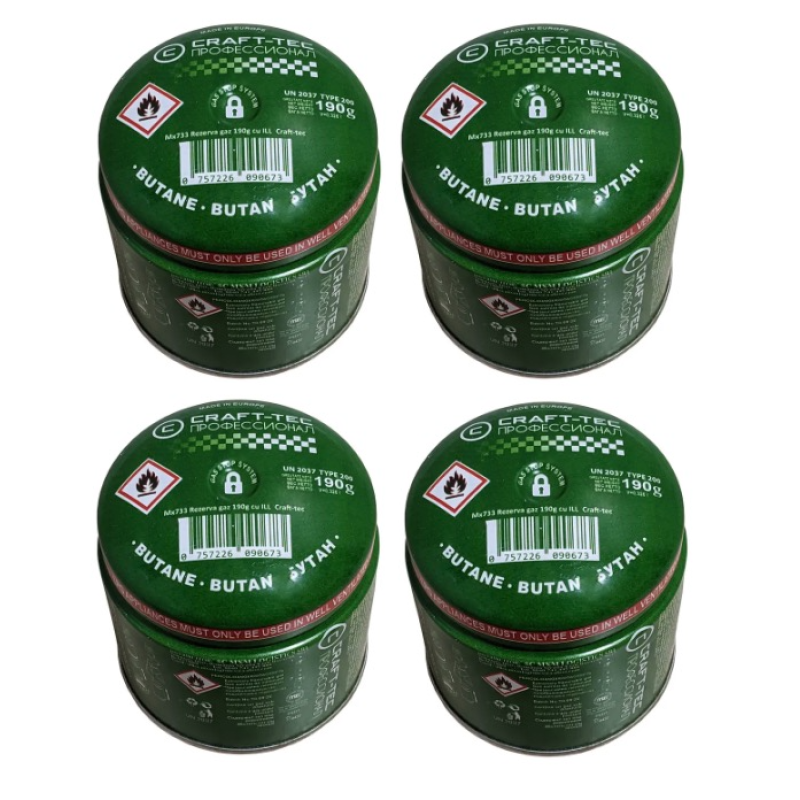 Set 4 Rezerve gaz 190 g Craft-tec cu ILL MX733