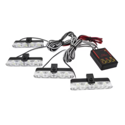 Set 4 stroboscoape pentru grila cu 4 leduri lumina galbena telecomana