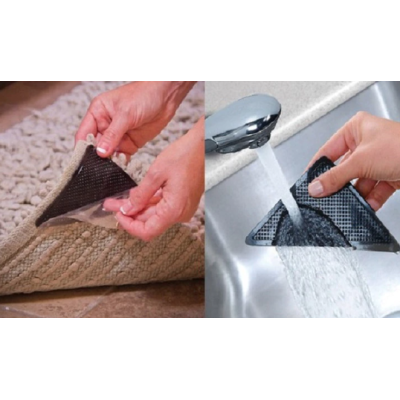 Set 4 Triunghiuri Anti Alunecare  Auto Adezive  pentru Fixare Covor  16cm