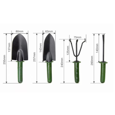 Set 4 unelte pentru gradinarit cu maner verde