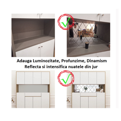 Set 58 Oglinzi Acrilice Autoadezive Luxer 100x100 cm Model Romb 1 metru patrat