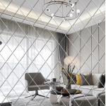 Set 58 Oglinzi Acrilice Autoadezive Luxer Model Romb dimensiune set 1 Metru partat 100 X 100 cm