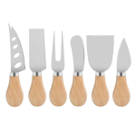 Set 6 cutite pentru branzeturi cu maner de lemn