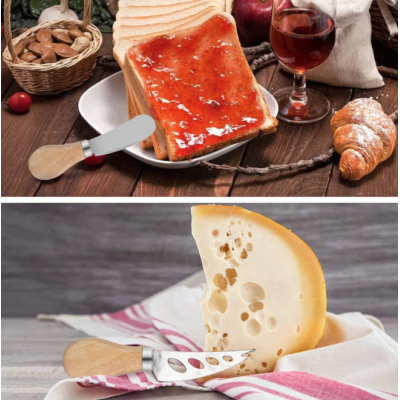 Set 6 cutite pentru branzeturi cu maner de lemn