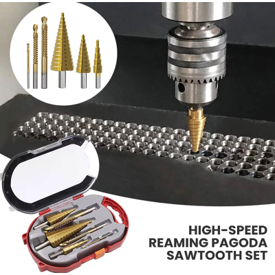 Set 6 de burghie cu pas HSS titan 3 marimi de burghie in trepte si 3 marimi de burghie cu rasucire