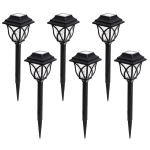 Set 6 lampi solare pentru gradina tip felinar negre