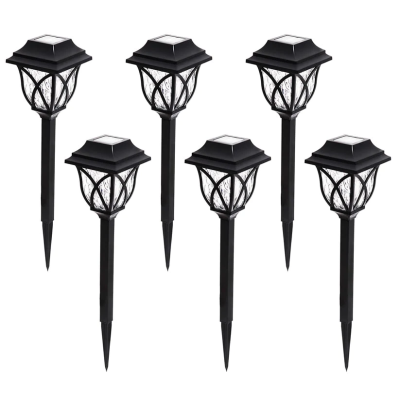 Set 6 lampi solare pentru gradina tip felinar negre