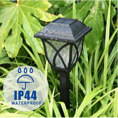 Set 6 lampi solare pentru gradina tip felinar negre