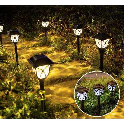Set 6 lampi solare pentru gradina tip felinar negre