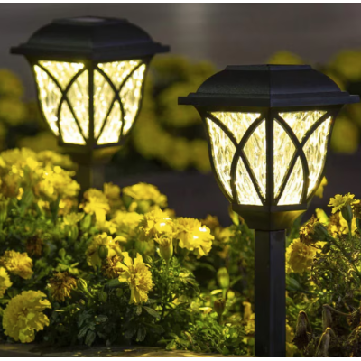 Set 6 lampi solare pentru gradina tip felinar negre