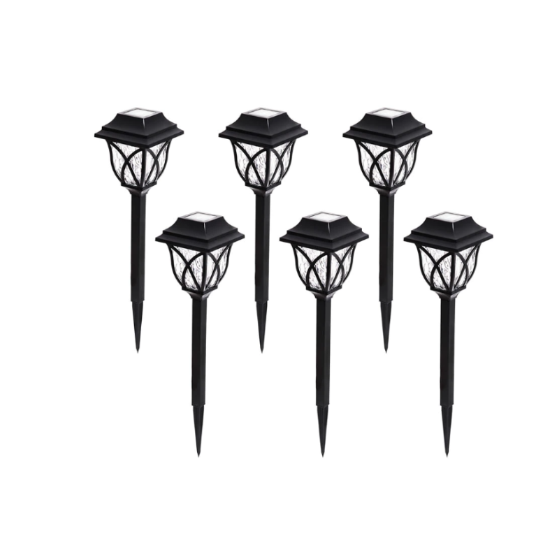 Set 6 lampi solare pentru gradina tip felinar negru