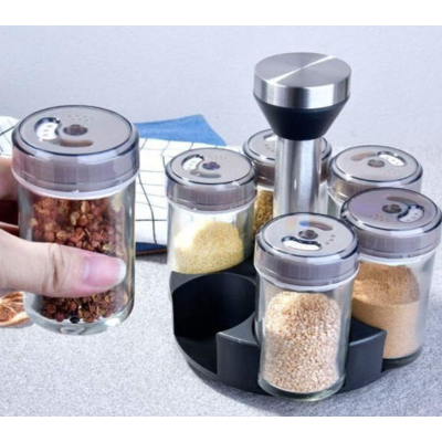 Set 6 recipiente pentru condimente cu suport