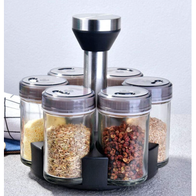 Set 6 recipiente pentru condimente cu suport