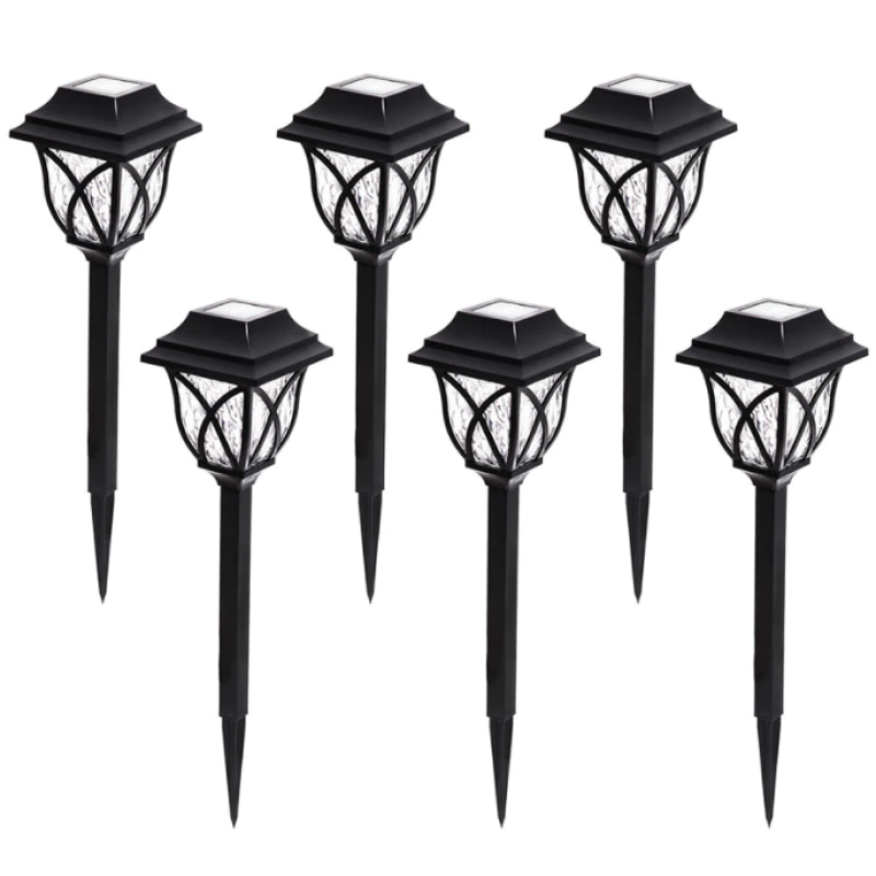 Set 6X Lampi solare pentru gradina tip felinar negru